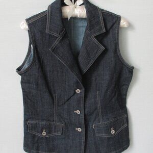 Chico's Platinum dark blue denim button front top *Sz 0(S)*